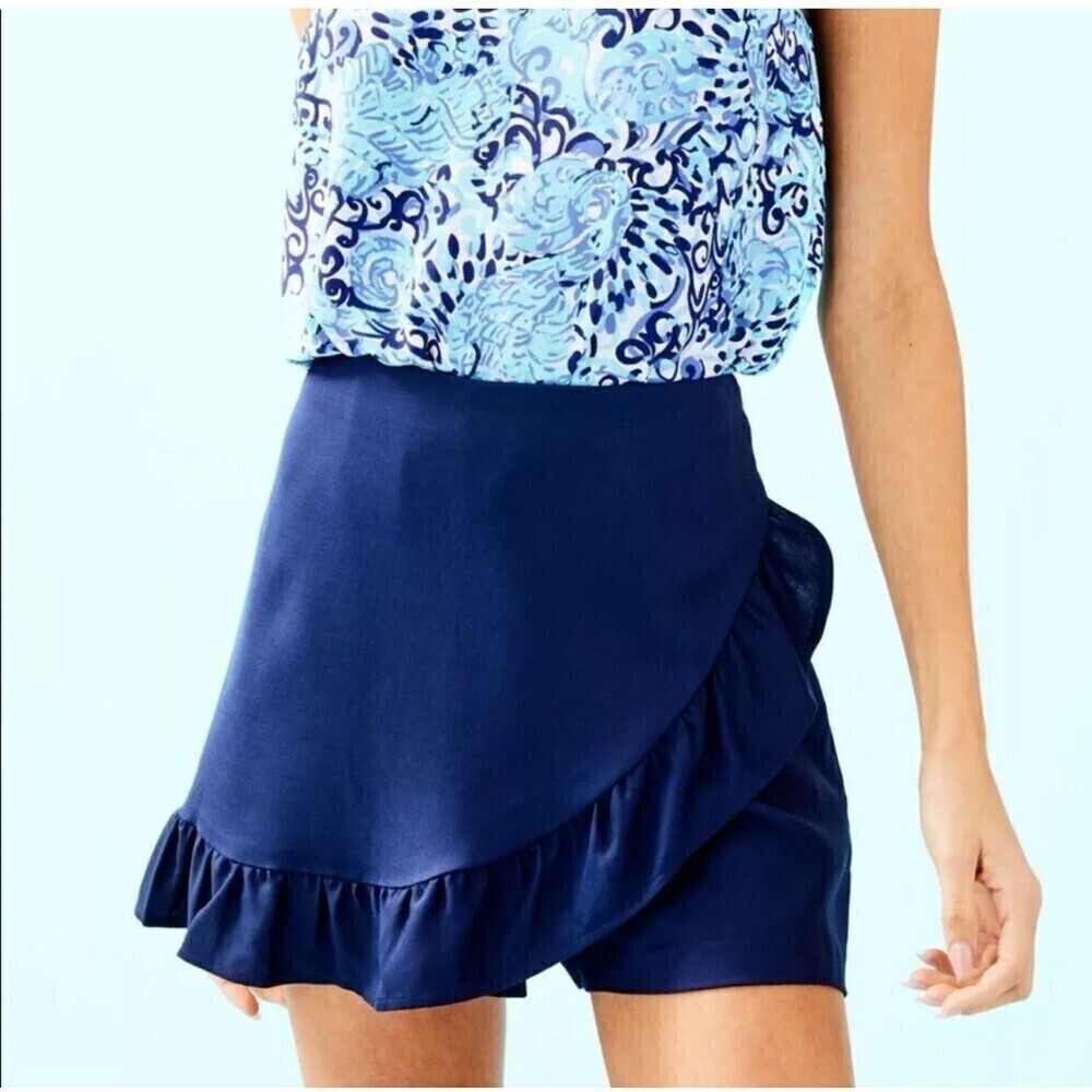 Lilly Pulitzer Navy Ruffle Wrap Skort